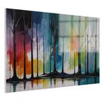 Abstracte bomen met kleurrijke tinten Glasschilderij 105x70c, Antiek en Kunst, Verzenden