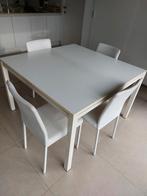Keukentafel vierkant (120x120) + 4 stoelen wit 80€, Ophalen, Vierkant