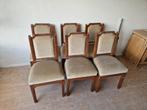 6 oude eiken stoelen met stoffering, Ophalen of Verzenden