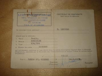 Ancien Certificat Conformité Moto Kreidler K54/504 1976 beschikbaar voor biedingen