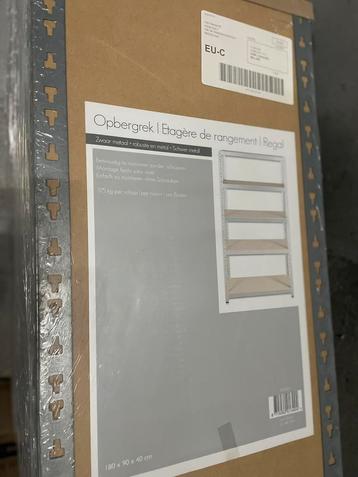 Sterk opbergrek, metaal en plank, 175 kg/schap, 180x40x90 cm beschikbaar voor biedingen