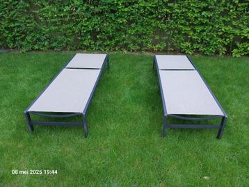 Ligstoelen 2 stuks te koop, Tuin en Terras, Ligbedden, Ophalen, Gebruikt, Aluminium, Verstelbaar