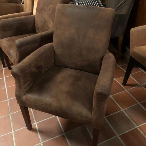 4 bruine STOFFEN ARMSTOELEN Eichholtz stoelen suede-look, Huis en Inrichting, Woonaccessoires | Overige, Gebruikt, Ophalen