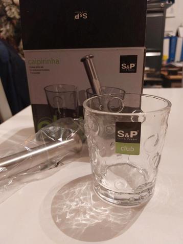 Set van 2 Mojito-glazen met inox stamper S&P. Nieuw, Verzamelen, Ophalen of Verzenden, Nieuw