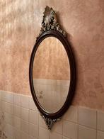Vintage spiegel ovaal en kersenhouten of mahonie (?) kader, Moins de 100 cm, Comme neuf, Enlèvement, Ovale