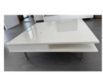 Witte glanzende salontafel met lades en opbergruimte, Ophalen, Overige materialen, 50 tot 100 cm, Vierkant