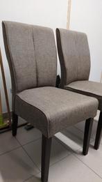 Set van 8 stoffen grijsbruine stoelen met houten poten, Maison & Meubles, Chaises, Comme neuf, Enlèvement, Tissus