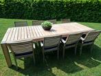 teak tuintafel met 8 stoelen, Tuin en Terras, Ophalen, Gebruikt, Rechthoekig, Teakhout