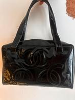 Chanel tas Boston Logo CC zwart lak met factuur/stofzak, Ophalen of Verzenden, Zo goed als nieuw, Zwart