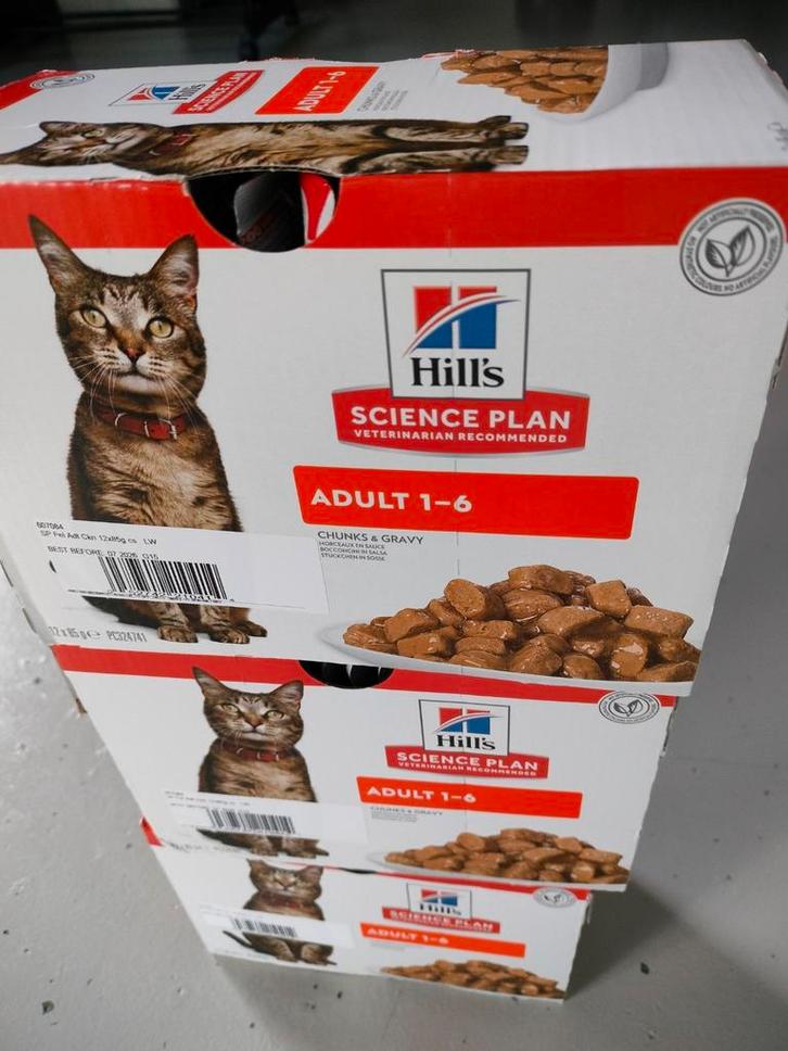 Kat Hill's natvier chicken adult 1-6 12x85g, Dieren en Toebehoren, Dierenvoeding, Kat, Ophalen