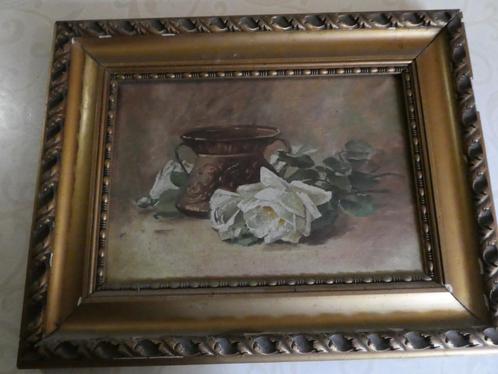 antieke schilderij kruik met rozen.prijsdaling., Antiquités & Art, Art | Peinture | Classique, Enlèvement