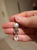 Zilveren hanger met echte parel, praesoliet en rozenkwarts, Handtassen en Accessoires, Ophalen