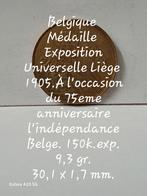 Belgique Médaille Exposition Universelle Liège 1905, Timbres & Monnaies, Pièces & Médailles, Enlèvement ou Envoi, Autres matériaux