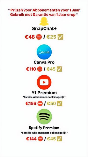 Spotify, Youtube en Meer Goedkoop  beschikbaar voor biedingen