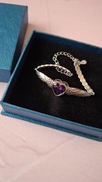 Armband vleugels en hart paars, Handtassen en Accessoires, Armbanden, Ophalen of Verzenden, Nieuw, Paars, Zilver