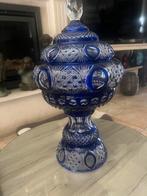 Prachtige antieke grote blauwe kristallen vaas, Antiek en Kunst, Antiek | Vazen, Ophalen