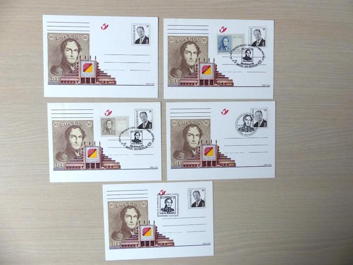 5 geïllustreerde briefkaarten Bruphila 99 1999 (1ter), Postzegels en Munten, Postzegels | Europa | België, Ophalen of Verzenden