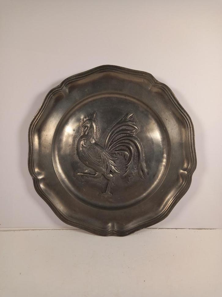 Assiette étain coq - fait main, Antiek en Kunst, Antiek | Tin, Ophalen of Verzenden