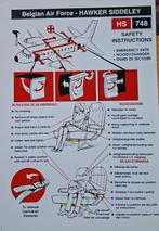 SAFETY INSTRUCTIONS CARD HS748 BELGISCHE LUCHTMACHT, Verzamelen, Verzenden, Zo goed als nieuw, Overige typen