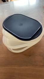 Tupperware beleg/kaas 3 lage schalen en 1 blauw deksel, Ophalen, Blauw