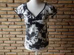 (154)- blouse femme t.38 noir blanc - jacqueline riu -, Maat 38/40 (M), Zwart, Ophalen of Verzenden, Zo goed als nieuw