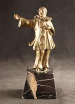 Bronzen Art Deco beeld van een pierrot, Antiek en Kunst, Kunst | Beelden en Houtsnijwerken, Verzenden