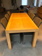 Eiken tafel en 6 rieten stoelen, Tuin en Terras, Ophalen