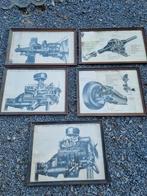 Set van 5 schoolframes op mechanica, ford v8,,..., Ophalen