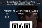 Benson Boone - 8 Nov 2025 - Anvers - 1 ticket