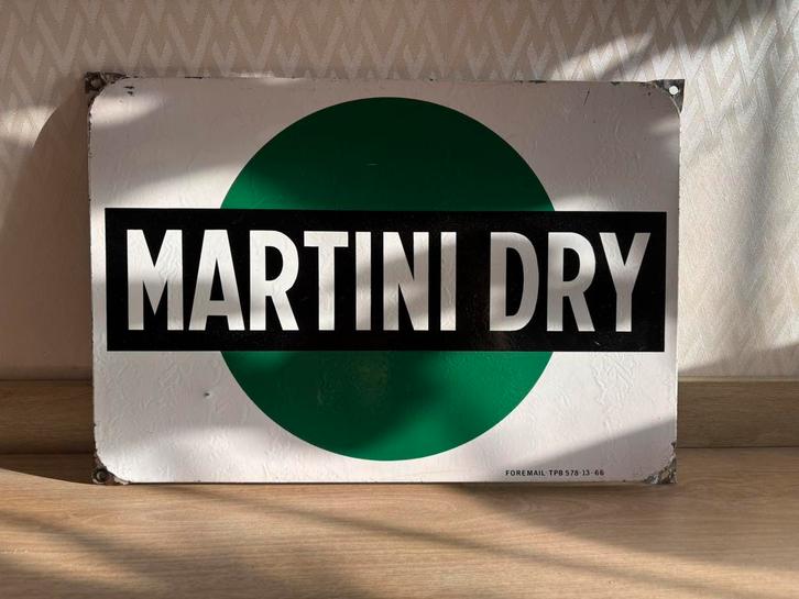 Emaille bord Martini Dry, Verzamelen, Merken en Reclamevoorwerpen, Zo goed als nieuw, Ophalen