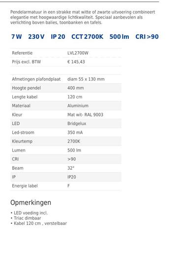 4x witte pendelarmaturen Uni-bright  beschikbaar voor biedingen