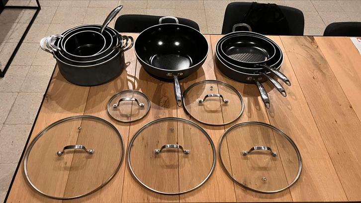 13-delige potten- en pannenset, Huis en Inrichting, Keuken | Potten en Pannen, Gebruikt, Pannenset, Aluminium, Inductieplaat, Ophalen