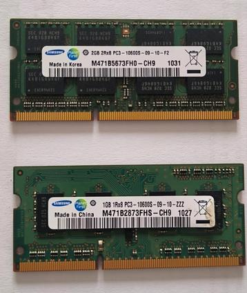 Mémoire RAM DDR3 3GB 10600 (2GB+1GB)