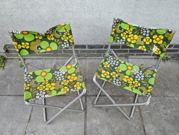 Vintage jaren 70 set van 2 opvouwbare stoeltjes beschikbaar voor biedingen