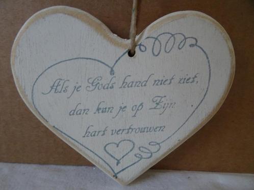 Vintage houten hart spreuk Atelier De Wildhof Als je Gods, Verzamelen, Religie, Gebruikt, Christendom | Katholiek, Overige typen