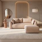 Zetel met poef / slaapfunctie beige NIEUW, Huis en Inrichting, Zetels | Zetels, Ophalen, Japandi, 100 tot 125 cm, Rechte bank