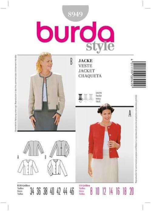 naaipatroon Burda 8949 - kort jasje - creatieve activiteiten, Hobby en Vrije tijd, Kledingpatronen, Nieuw, Overige typen, Vrouw