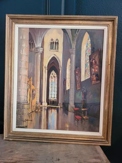 Zeer mooi schilderij op canvas ingelijst en gesigneerd, Antiek en Kunst, Kunst | Schilderijen | Klassiek, Ophalen of Verzenden