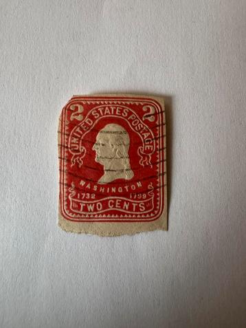 Oude Amerikaanse postzegel — George Washington 2 cent rood beschikbaar voor biedingen
