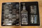 Boite metal Jack daniels vidange ancien modele et 2 verres, Utilisé, Enlèvement ou Envoi