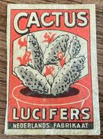 CACTUS LUCIFERS oud etiket, Ophalen of Verzenden, Zo goed als nieuw, Luciferdoosjes of -merken