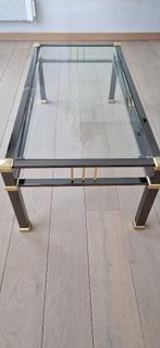 Salontafel in glas en metaal, Huis en Inrichting, Tafels | Salontafels, Ophalen, Gebruikt, 100 tot 150 cm, 50 tot 100 cm