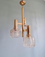Kroonluchter in messing en geblazen glas, jaren 1970, Antiek en Kunst, Ophalen of Verzenden