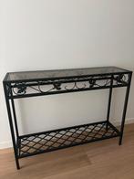 Sidetable van zwart metaal en glas 29x110x83 cm, Ophalen, Gebruikt