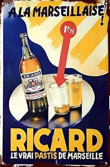 Reclamebord vintage Ricard pastis - mancave poolhouse nieuw beschikbaar voor biedingen
