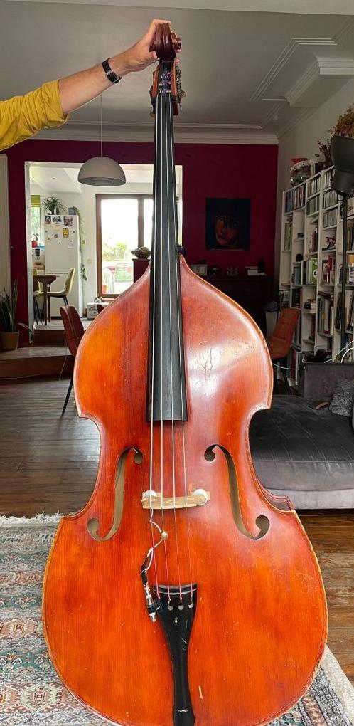Duitse Contrabas 3/4, Muziek en Instrumenten, Strijkinstrumenten | Contrabassen, Zo goed als nieuw, 3/4-contrabas, Met koffer