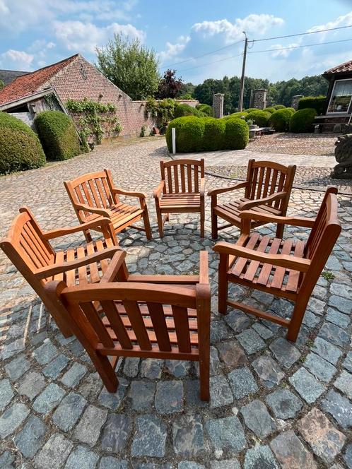 6 zware degelijke tuinstoelen in teak, zo goed als nieuw, Tuin en Terras, Tuinsets en Loungesets, Zo goed als nieuw, Ophalen of Verzenden