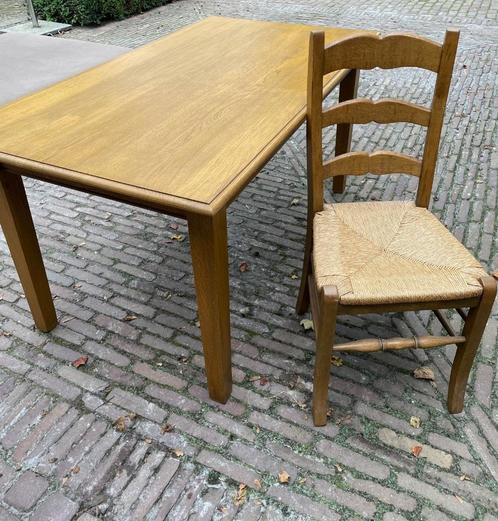 eik eiken verlengbare tafel eettafel (met 2 hulpstukken), Huis en Inrichting, Tafels | Eettafels, Zo goed als nieuw, 50 tot 100 cm