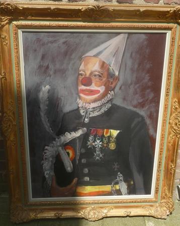 Schilderij op doek burgemeester clown A. Van Rompaey  