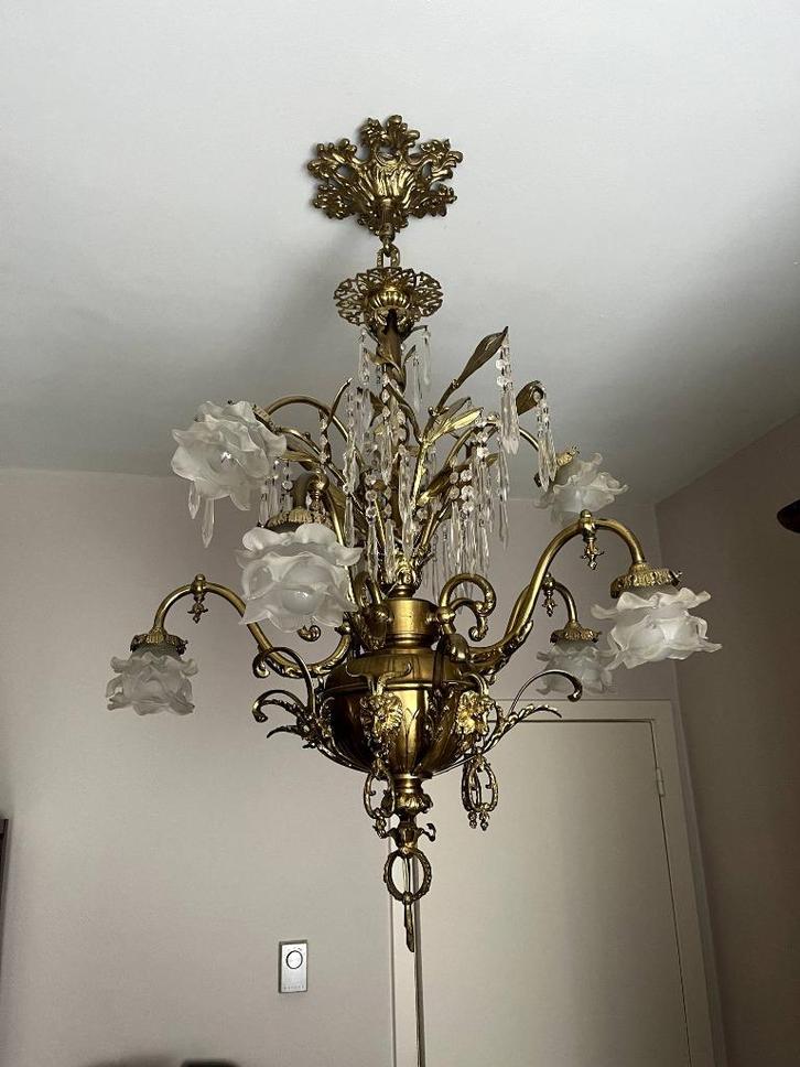 Maria-Theresia kristallen luster, Huis en Inrichting, Lampen | Kroonluchters, Gebruikt, Ophalen